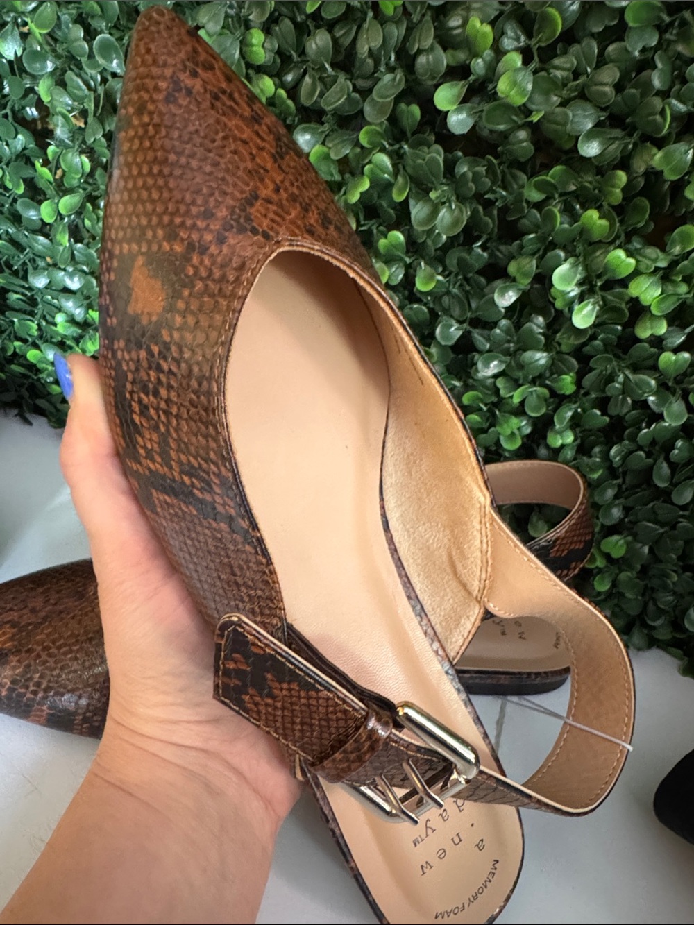 a new day Brown Snake-Print Pointed Slingback Flats - Picture 2 of 4